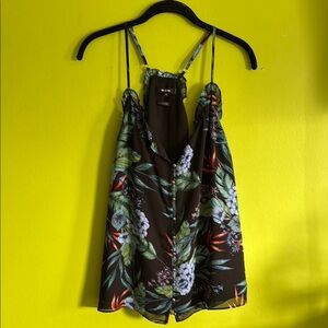 Miss Me Floral Multicolor Spaghetti Strap Blouse Top Size XL